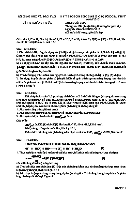 Đề thi chính thức môn Hóa học - Kỳ thi chọn học sinh giỏi quốc gia THPT năm 2015 - Ngày thi thứ nhất